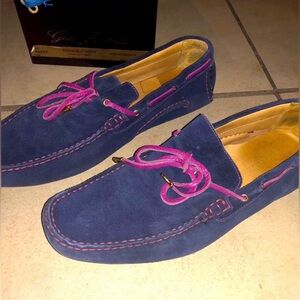 Gold Brothers Shoes Suede Blue Purple Tie 7 US 40 IT Birthday Valentine’s Day
